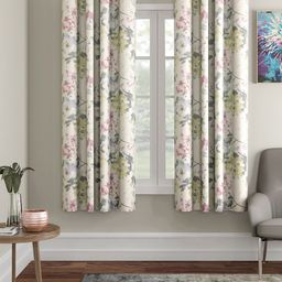 Soumya Cream-Coloured & Green Floral Printed Premium Single Room Darkening Window Curtain-19