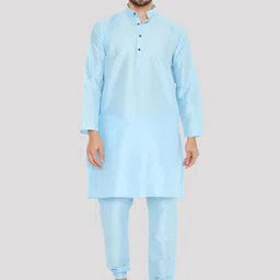 Maharaja Band Collar Regular Dupion Silk Kurta With Churidar-picture-50