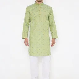 Maharaja Geometric Woven Design Linen Kurta With Trousers-picture-46