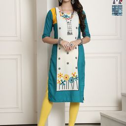 7Threads Selection Of 3 Printed Round Neck Crepe Straight Kurta-image-79