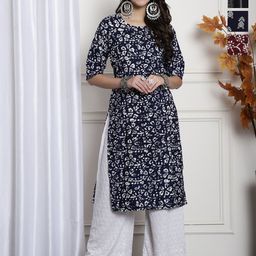 7Threads Selection Of 4 Printed Straight Crepe Kurtas-image-5