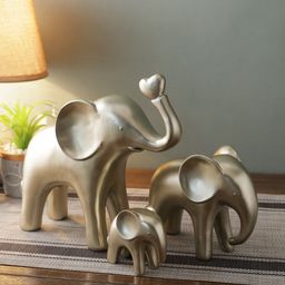 TAYHAA Set Of 3 Golden Cute & Happy Elephant Showpiece-image-48