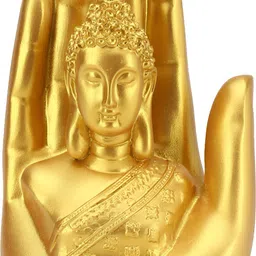 GW CREATIONS Gold Toned Polyresin Buddha Figurine Showpiece-image-98