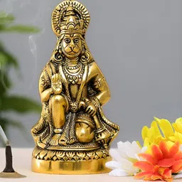SANKALAN CREATIONS Gold-Toned Textured Metal Lord Hanuman Ji Showpiece-image-58