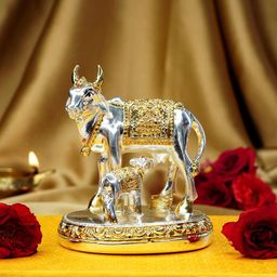 Ekhasa White Small Kamdhenu Cow with Calf Vastu Idol Showpiece-image-14