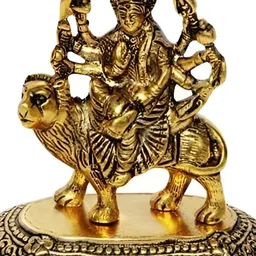 Navyaksh Gold-Toned Brass Small Durga Vaishno Devi Sherawali Mata Idol Showpiece-image-14