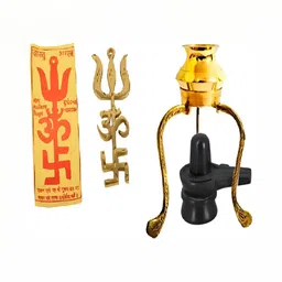 Navyaksh Gold Toned & Black 2 Pcs Brass Tishakti & Tripai Lota Showpiece-57