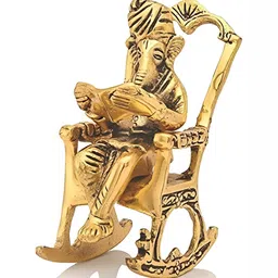 Navyaksh Gold Toned Lord Ganesha Reading Ramayana Statue Showpiece-55