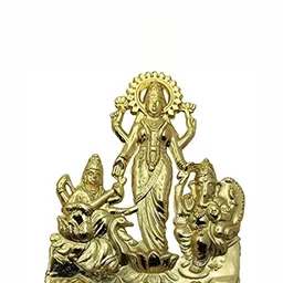 Navyaksh Gold Toned Brass Ganesh and Lakshmi Ji and Saraswati Ji Statue Decorative Showpiece-image-4