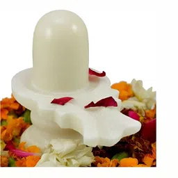 Navyaksh White Brass Shivling Religious Idol Showpiece-37