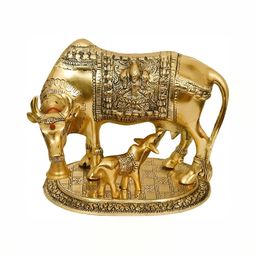 Navyaksh Gold Kamdhenu Cow & Calf Metal Religious Showpiece-image-86