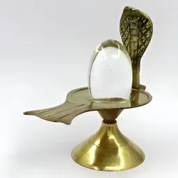 Navyaksh Gold Toned Shivling with Crystal Sphatik Lingam Idol Showpiece-image-97