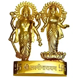 Navyaksh Gold Toned Lord Laxmi And Vishnu Ji Brass Idol Showpiece-image-77