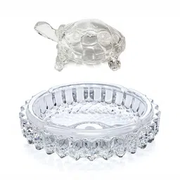 Navyaksh Transparent Feng Shui Tortoise With Plate Showpiece Showpiece-25