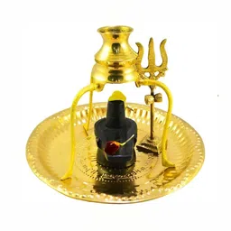 Navyaksh Gold Toned & Black Shivling Statue Pooja Essentials-image-18