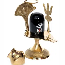 Navyaksh Black Brass Shivling With Lota Showpiece-42