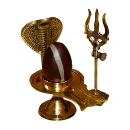 Navyaksh Gold Toned Narmadeshwar Shiva Ling with Trishul Decorative Showpiece-image-41