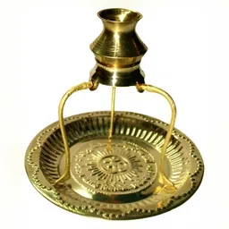 Navyaksh Gold toned Brass Pooja Plate Thali with Shivling Stand Showpiece-image-58