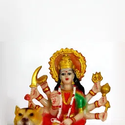 Navyaksh Red & Gold Toned Marble Sherawali Mata Murti Decorative Showpiece-image-89