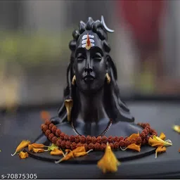 Navyaksh Black Adiyogi With Rudraksha Mala Showpiece-image-3