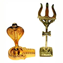 Navyaksh Gold-Toned Religious Shivling with Jalahari Yoni Stand Idol Showpiece-13