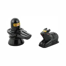 Navyaksh Black 2 Pieces Shivaling With Nandi Decorative Showpiece-image-74