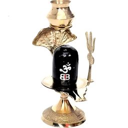 Navyaksh Black & Gold Toned Shivlinga Brass Showpiece-picture-13