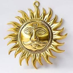 Navyaksh Gold Toned Sun Mask Wall Hanging Showpiece-image-93