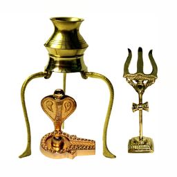 Navyaksh Gold Toned Brass Shiva Shivling Idol Showpiece-image-56