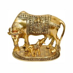 Navyaksh Gold Toned Metal Religious Kamdhenu Cow with Calf Showpiece-image-76