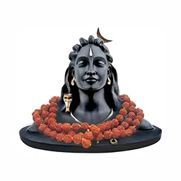 Navyaksh Black & Gold-Toned Small Adiyogi Shiva With Rudraksha Mala Showpiece-image-79