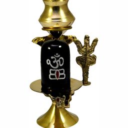 Navyaksh Gold Toned & Black Brass Shivling Pooja Essentials-image-88