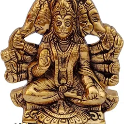 Navyaksh Gold Toned Brass Panchmukhi Hanuman ji Murti Showpiece-image-98