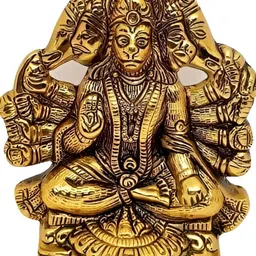 Navyaksh Gold Toned Panchmukhi Hanuman ji Idol Showpiece-image-49
