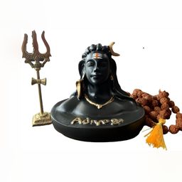 Navyaksh Black & Gold Toned 3 Pieces Adiyogi Showpiece-image-28