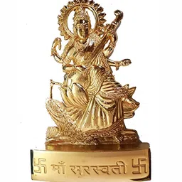 Navyaksh Gold Plated Metal Maa Saraswati Vidya Devi Idol Decorative Showpiece-image-12