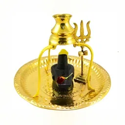 Navyaksh Gold Toned & Black Brass Shiva Ling Showpiece-picture-2