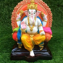 krishnagallery1 Orange & White Marble Religious Small Showpiece-image-5