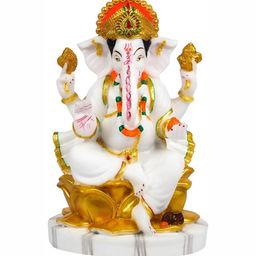 krishnagallery1 White & Gold Toned Marble Religious Idol Showpiece-image-114