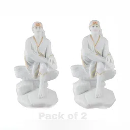 krishnagallery1 White 2 Pieces Sai Baba Marble Showpieces-image-67