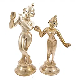 krishnagallery1 2 Pieces Gold Toned Religious Idol Brass Showpiece-57