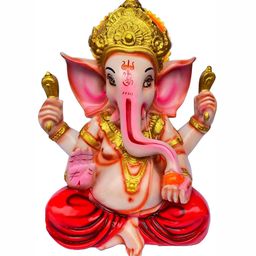 krishnagallery1 Pink & Gold toned Marble Ganesh Showpiece-image-65