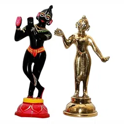 krishnagallery1 Black & Gold toned 2 Pcs Brass Religious Showpiece-image-13