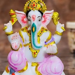 krishnagallery1 White & Gold Toned Religious Marble Showpiece-image-107
