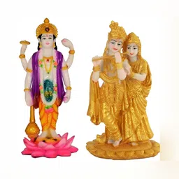 krishnagallery1 Gold-Toned & Orange 2 Pieces Small Religious Showpieces-image-36