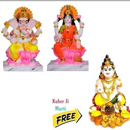 krishnagallery1 White & Pink 2 Pieces Lord Ganesha Lakshmi Religious Idol Showpieces-image-100