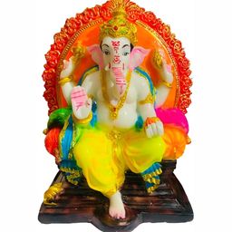 krishnagallery1 White & Yellow Marble Ganesh Showpiece-image-92