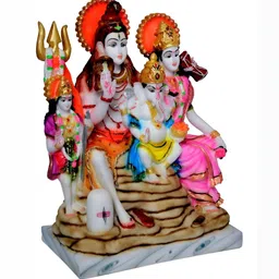 krishnagallery1 White & Orange Shiv Parivar Religious Idol Showpiece-image-7