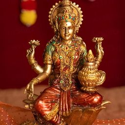 krishnagallery1 Gold Toned Lord Laxmi Mata Showpiece-image-32