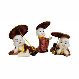 krishnagallery1 White & Brown 3 Pcs Marble Showpiece-image-44